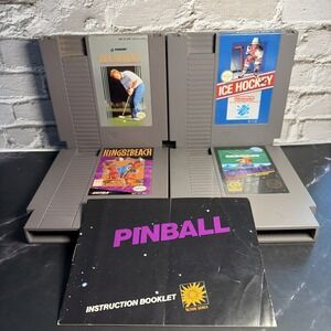 Nintendo NES 4 Game Lot Pinball Manual Kings Of Beach Ice Hockey Nicklaus Tested